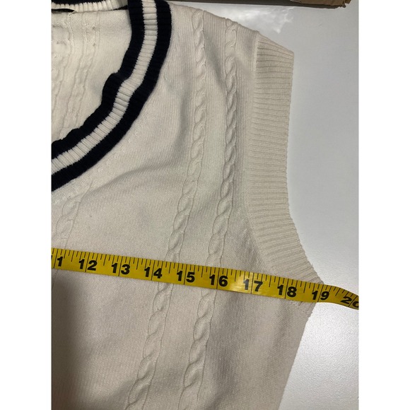 Sunday Best Winston Merino Wool Blend Cropped Sleeveless Sweater Vest Cable Knit - Picture 5 of 7